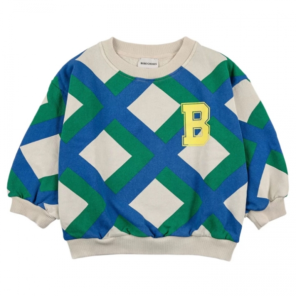 ◆키즈◆23FW 키즈 B로고 프린팅 기하학 맨투맨 멀티컬러 223AC033 110