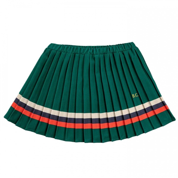 ◆키즈◆23FW 키즈 로고 자수 플리츠 스커트 그린 223AC093 940
