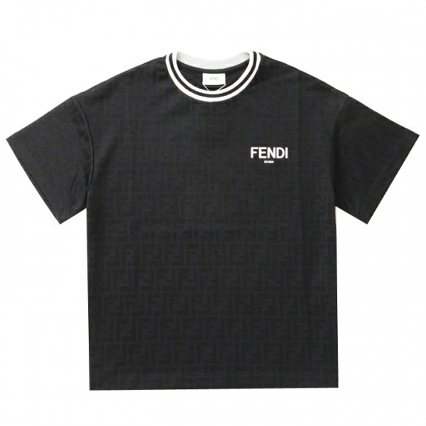 ◆키즈◆23SS 여성 FF 로고 패치 티셔츠 블랙 JUI136 AMH0 F0GME