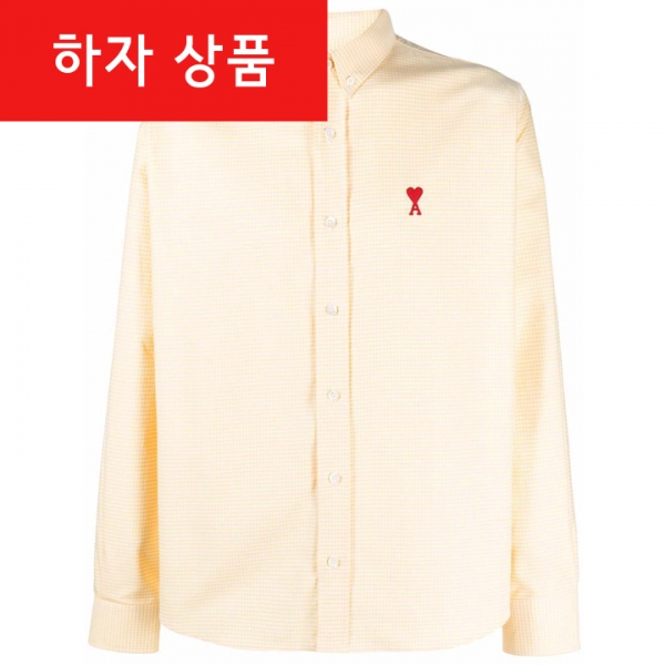 ◆하자◆하트 로고 자수 체크 셔츠 페일옐로우 HSH113 472 703