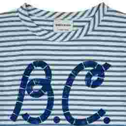 ◆키즈◆23SS 키즈 로고 프린트 스트라이프 티셔츠 스카이블루 123AC007 400