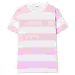 ◆키즈◆22SS 여성 로고 프린트 스트라이프 티셔츠 화이트/핑크 MS028774 001