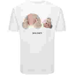◆당일◆23SS 백 로고 베어 프린팅 티셔츠 화이트 PMAA001C99JER001 0160