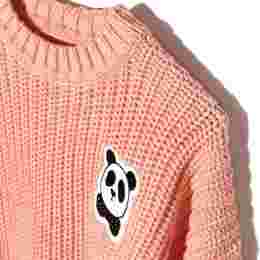 ◆키즈◆22SS 키즈 판다 패치 골지 스웨터 핑크 22120145 28