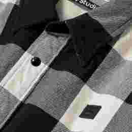 ◆당일◆23SS 페이스 패치 체크 셔츠 자켓 블랙/화이트 C90117 J83