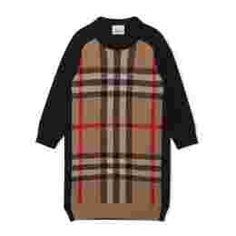 ◆키즈◆21FW 키즈 체크 자카드 스웨터 드레스 브라운 8046103
