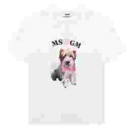 ◆키즈◆24SS 키즈 도그 로고 프린팅 티셔츠 화이트 S4MSJGTH119 001