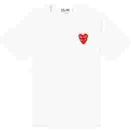 ◆당일◆23SS 더블 레드 하트 와펜 티셔츠 화이트 AZ-T288-051-2