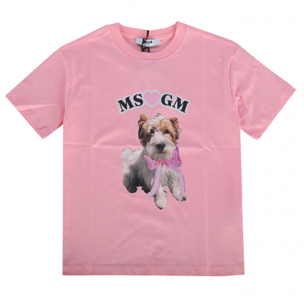 ◆키즈◆24SS 키즈 도그 로고 프린팅 티셔츠 핑크 S4MSJGTH119 042