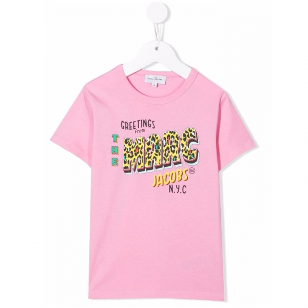 ◆키즈◆22SS 키즈 레오파드 로고 티셔츠 핑크 W15610 465
