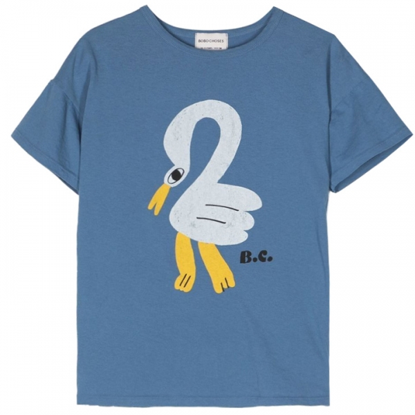 ◆키즈◆23SS 키즈 펠리칸 프린트 티셔츠 블루 123AC006 460