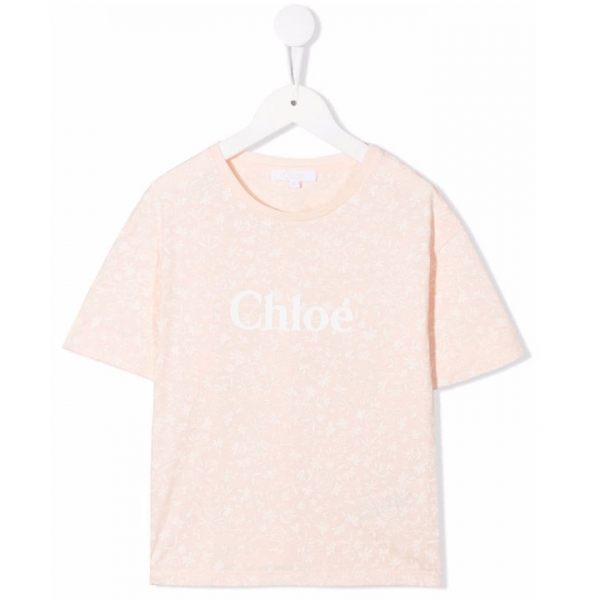 ◆키즈◆22SS 키즈 로고 플로럴 티셔츠 핑크 C15D48 45F